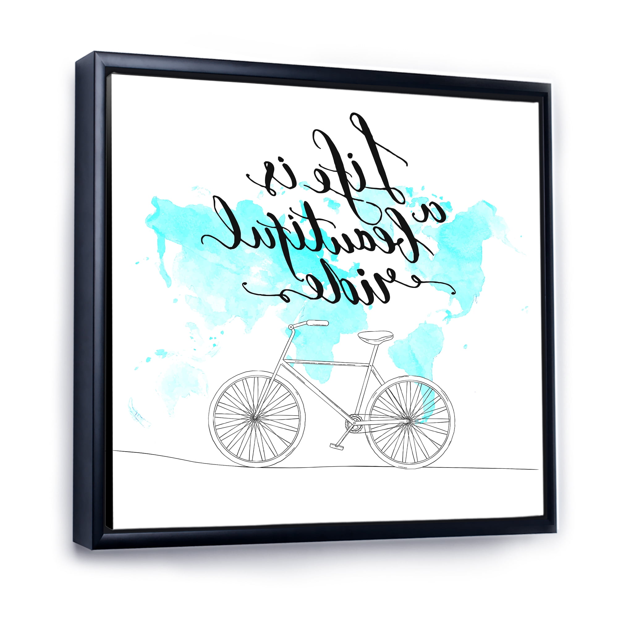 Designart 'Life Is A Beautiful Ride With Bicycle' Traditional Framed Canvas Wall Art Print