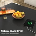 thumbnail image 6 of ANPOO 32"  Minimalist Modern Square Coffee Table with LED Light & Power Outlet, 2-Tier Wood Mid Century Table with Storage for Living Room, 6 of 8