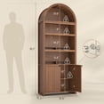 thumbnail image 2 of 81" Tall Arched Kitchen Pantry Storage Cabinet, 6-Tier Bookcase with 2 Doors for Living Room, Kitchen, Home Office, Brown, 2 of 8