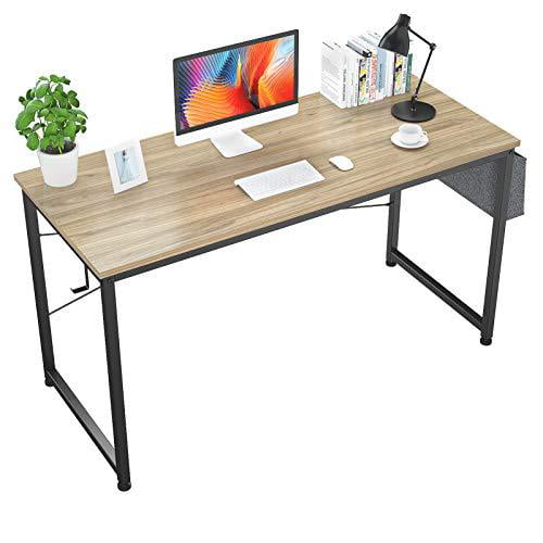 Foxemart 55” Computer Desk Modern Sturdy Office Desk PC Laptop Notebook Study Writing Table for Home Office Workstation Natural 