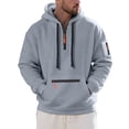 thumbnail image 4 of Men's Fleece Hoodie Casual Long Sleeve 1/4 Zipper Pullover Vintage Workout Sweatshirt Sweatshirt, 4 of 9