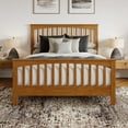 thumbnail image 2 of Camilla Queen Wood Low Profile Platform Bed w Matching Footboard in Light Toffee, 2 of 10