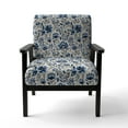 thumbnail image 4 of Designart "Cobalt Floral Damask I" Blue Floral Upholstered Accent Chair - Cottage Arm Chair For Living Room, 4 of 5