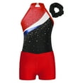 thumbnail image 3 of YONGHS Kids Girls Shiny Gymnastics Leotard with Athletic Shorts Hair Band Set Tracksuit Ballet Dance Outfits Unitard Red 16, 3 of 7
