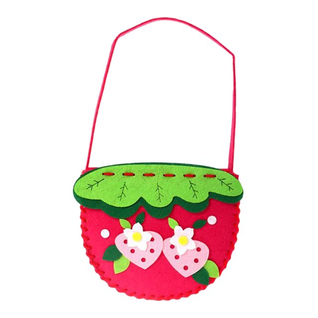 veasfak DIY Sewing Bag Set Handmade Pre Punched Pouch Girls Gift Child Sewing Crafts Strawberry