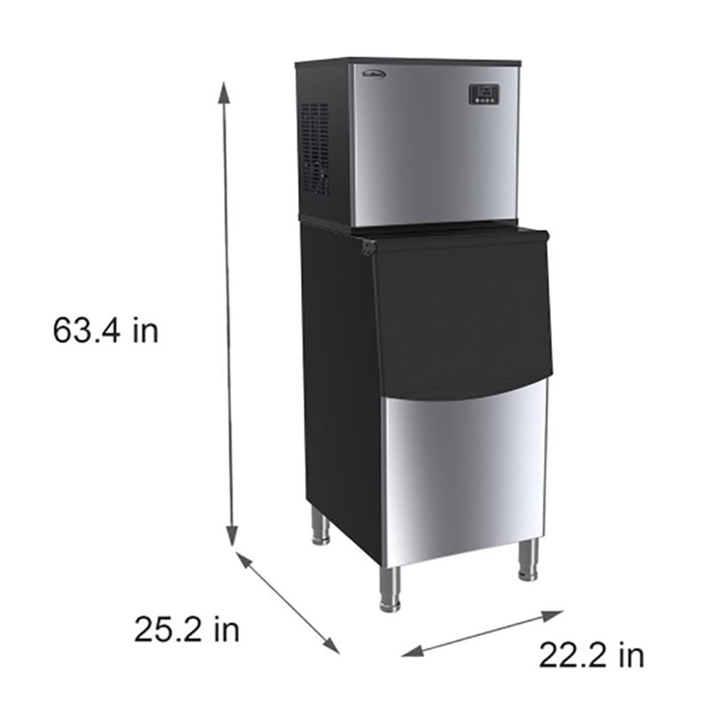 Pemberly Row Modular Stainless Steel Ice Maker Machine in Silver