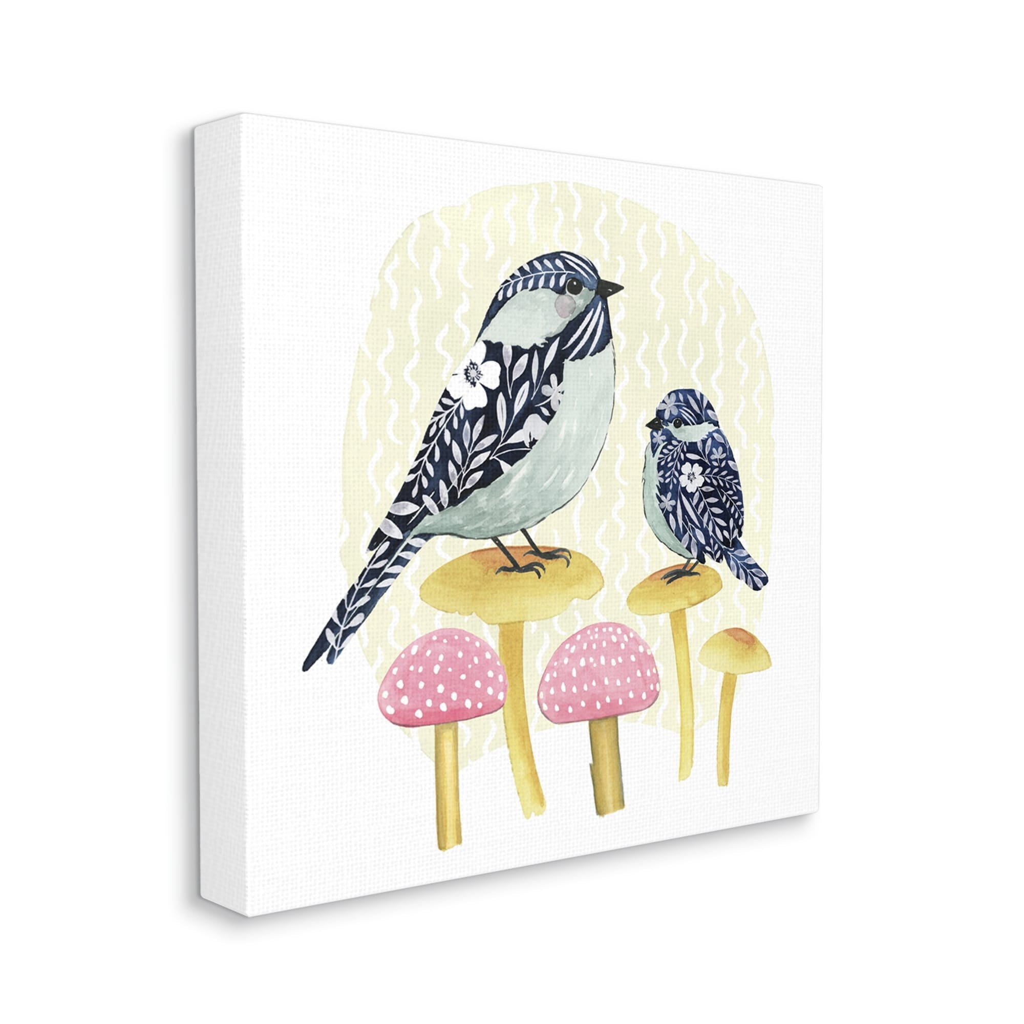 Stupell Industries Floral Birds Perched Mushrooms Animals & Insects Painting Gallery Wrapped Canvas Print Wall Art