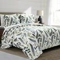 thumbnail image 2 of Lush Decor  Devonia Allover Reversible Oversized Cotton Quilt White/Green 3Pc Set King, 2 of 11
