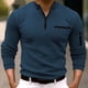 thumbnail image 2 of Playeras Negras Para Hombre Algodon, Camiseta De Manga Larga A Rayas Con Cremallera Para Hombre, Camisetas Casuales De Verano Para Vacaciones, Tops, 2 of 8