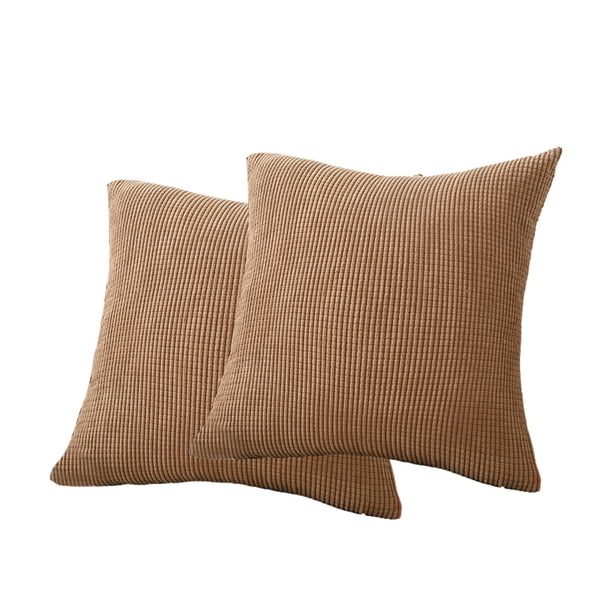Toystoory 2 piezas de fundas de almohada para sala de estar, cama, funda de almohada cuadrada decorativa, funda de cojín para coche, suministros Decoración del hogar Marrón