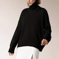 thumbnail image 2 of Women's Long High Neck Solid Ribbed Knit Lightweight Pullover Sweater Top, 2 of 6