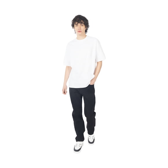 Playera Box Fit Lisa de Algodón Para Hombre con Cuello Redondo Quarry