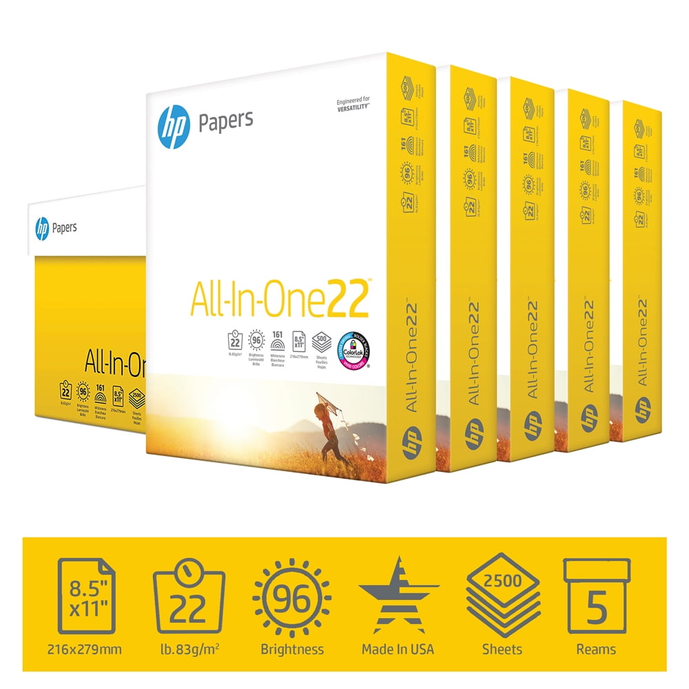 HP Printer Paper, All In One22, 8.5 x 11 Paper, 22lb, 96 Bright 5