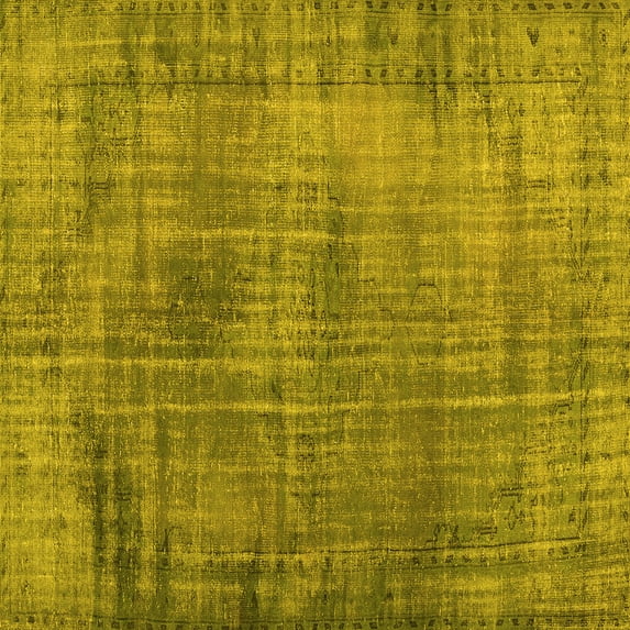 Ahgly Company Machine Washable Indoor Square Persian Yellow Traditional Area Rugs, 3' Square