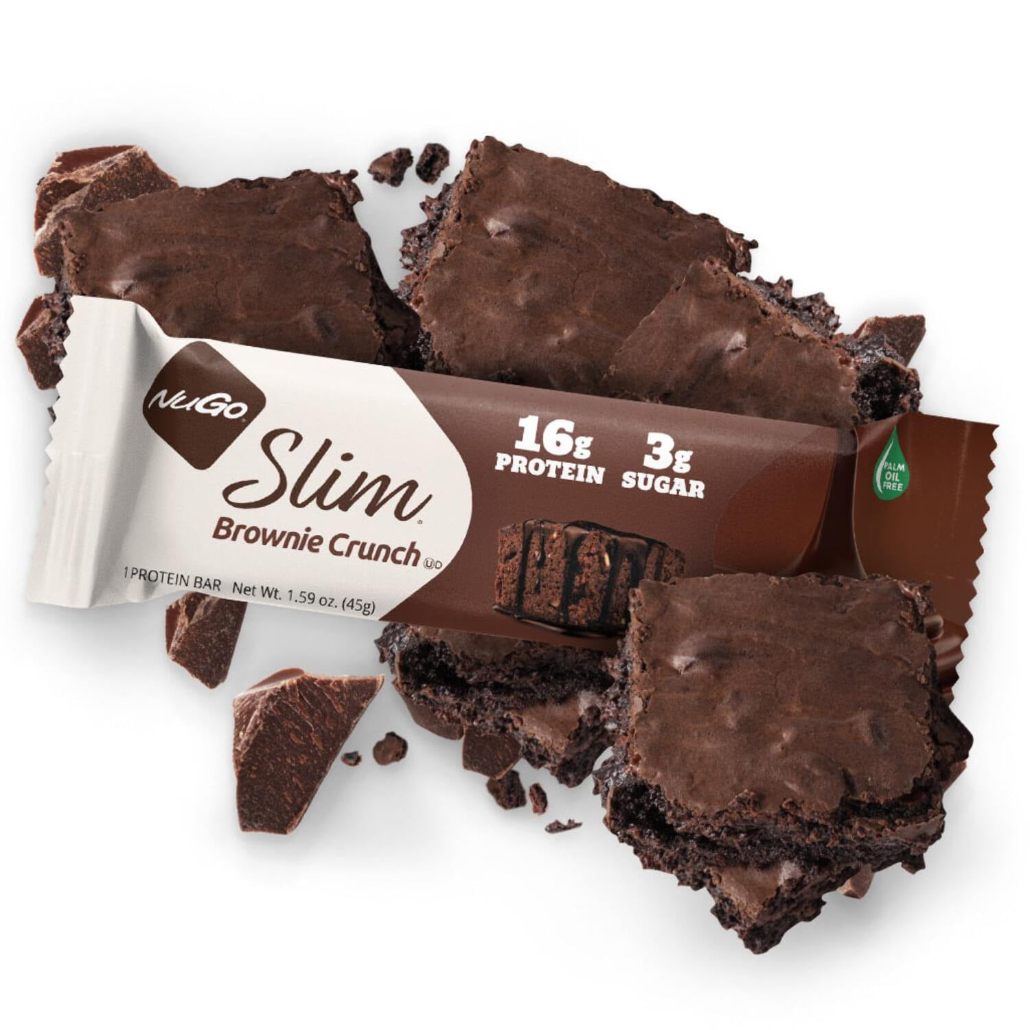 NuGo Slim Variety - Crunchy Peanut Butter 12 bars & Brownie Crunch 12 bars, 16g Protein, Keto Friendly, Gluten Free, 24 count
