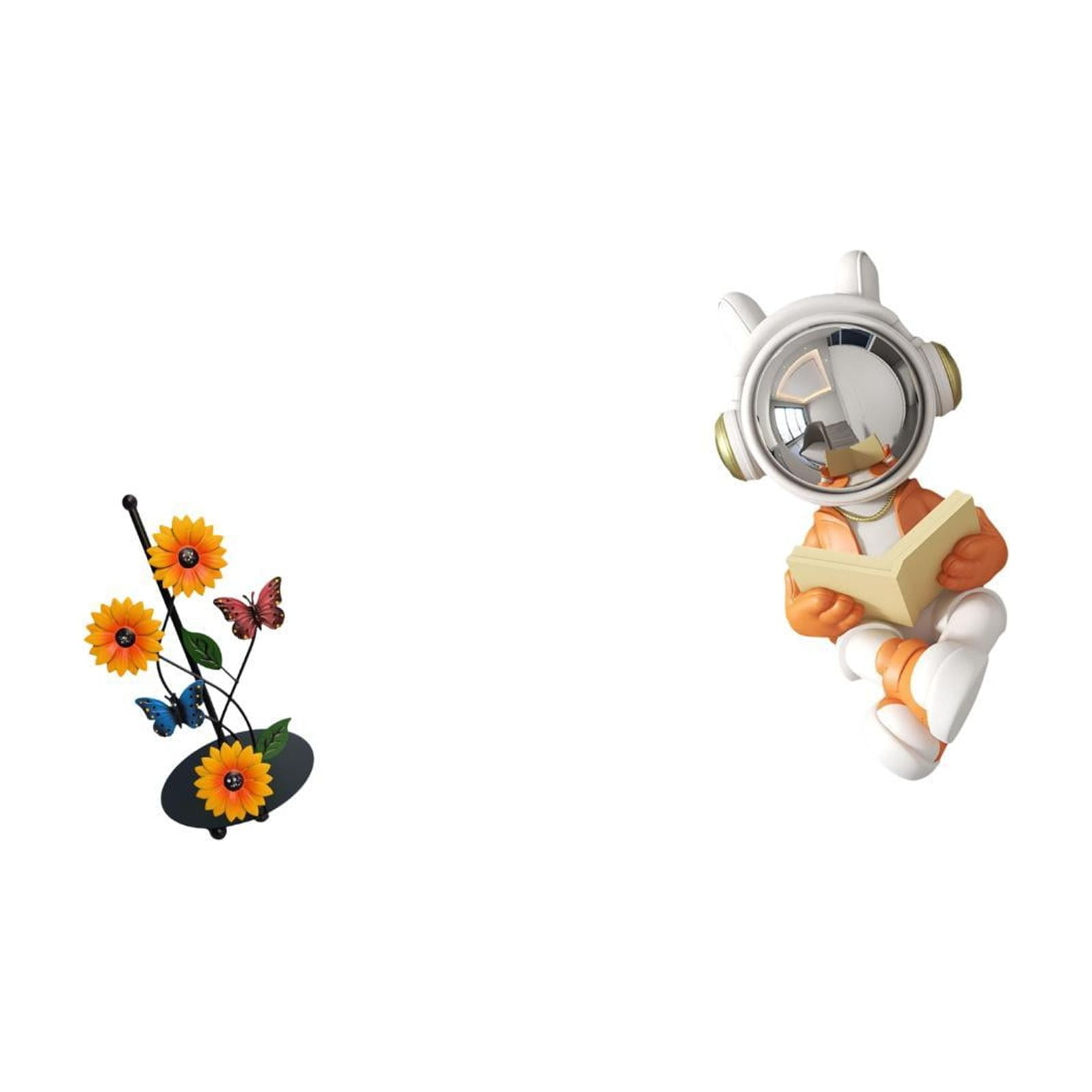 Fiocias Astronaut Paper Towel Holder Dispenser Decorative Statue Tissue Holder Rack Non Slip Vertical Sculpture Ornament for Home Fireplace Table Centerpiece