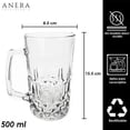 thumbnail image 3 of Juego de 8 Tarros Cerveceros Elegantes Anera Cristal 500 ML Rombos, 3 of 6