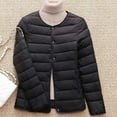 thumbnail image 4 of XPMWRP Women's Quilted Thicken Coats Solid Color Long Sleeve Button Coats Winter Warm Loose Jacket with Pockets Black L, 4 of 4