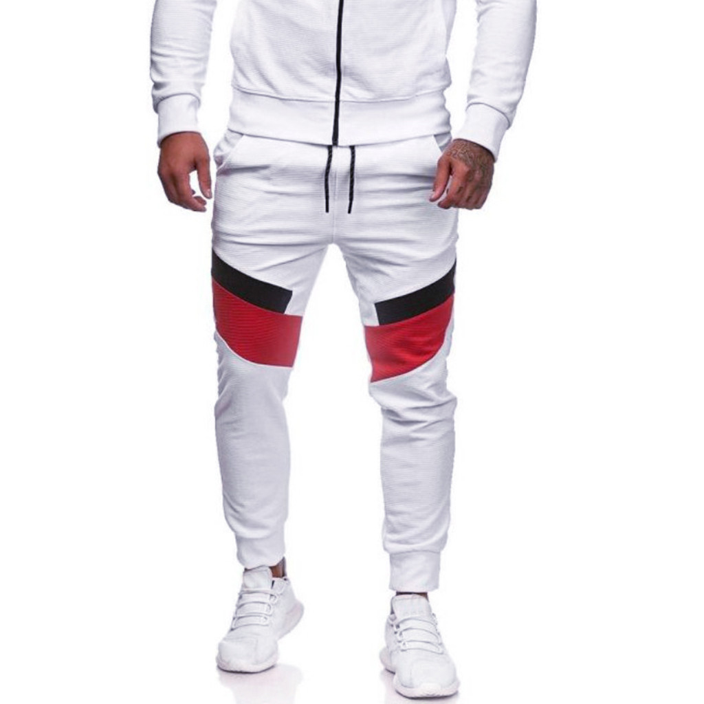 Men/'s Casual Sport Pants Slim Fit Patchwork Trousers Running Joggers Sweatpants