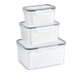thumbnail image 1 of Contenedor de Verduras, receptor de frutas Claras Ahorrando Espacio Con Colador para refrigerador, 1 of 8