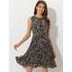 thumbnail image 2 of Vestido plisado sin mangas hasta la rodilla Allegra K estampado floral de verano para mujer Negro S, 2 of 5