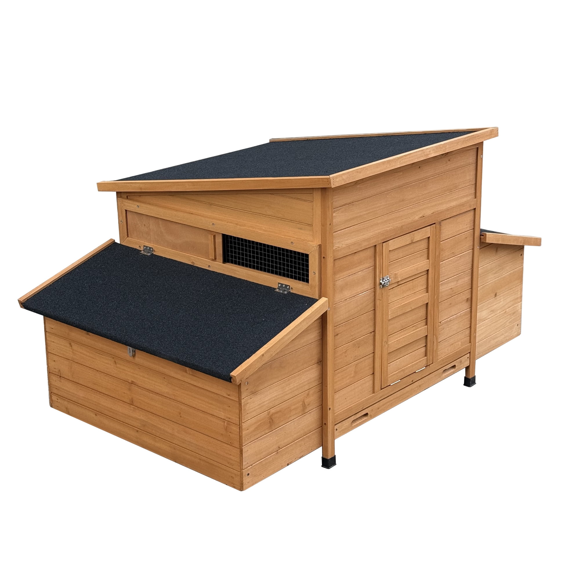Aukfa Large Chicken Coop Wooden 6 Nesting Boxes Chicken Cage for Outdoor, Backyard, Brown