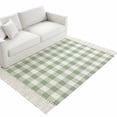 thumbnail image 4 of Sage Green Checkered Washable Area Rug 3'x5', Farmhouse Buffalo Plaid Woven Cotton Tassels Kitchen Rugs, Non Slip Indoor Door Mat Throw Carpet for Entryway Living Room Nursery Laundry Room, 4 of 9
