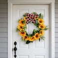thumbnail image 4 of Bcylexb Sunflower Wreaths for Front Door, 17.7" Summer Floral Door Wreaths Outdoor Hanging Greenery Wreaths for Fence Porch Farmhouse Decor, 4 of 8
