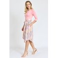 thumbnail image 3 of Pastel 3/4 Sleeve Ivory Water Color Stripe Sash Midi Dress | S-3X, 3 of 13