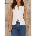 thumbnail image 5 of Niusricy Women's Sexy Ribbed Knit Tank Tops Ladies Slim Solid Sleeveless Vests Button Down Waistcoats Round Neck Shirt Fashion Simply Basic Tops Aesthetic Clothes Streetwear for Summer Daily, 5 of 7