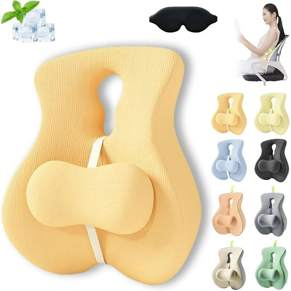 Lumbar Support Cushion, Orthopedic Lumbar Seat Cushion with Removable Lower Back Support Pillow, Ergonomic Design for Targeted Lower Back Relief, for Office, Car Seat (1pc B)