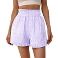 thumbnail image 2 of HOWPAY Baggy Shorts for Women Striped Relaxed Fit High Waisted Elastic Pull on Wide Leg Pants Casual Summer Athletic Sports Sweat Shorts Purple S, 2 of 6