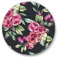 thumbnail image 2 of Designart - Red VIntage Roses and Berries On Black - Farmhouse Metal Circle Wall Art, 2 of 5