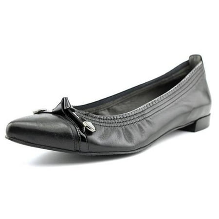 black leather pointed flats