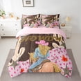 thumbnail image 2 of Feelyou Kawaii Pink Cowgirl Bedding Comforter Set 7pcs, Tribal Texas Stars King Bedding Sets, Western Cactus Plant Reversible Bed Sheets, Luxury Bedroom Decor, 2 of 7