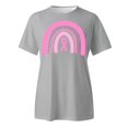 thumbnail image 4 of Hauts de Printemps pour Femmes Rose Imprimé Manches Courtes Col Rond T-Shirt Haut Blouse Décontractée T-Shirts Surdimensionnés pour Femmes Gris S, 4 of 4