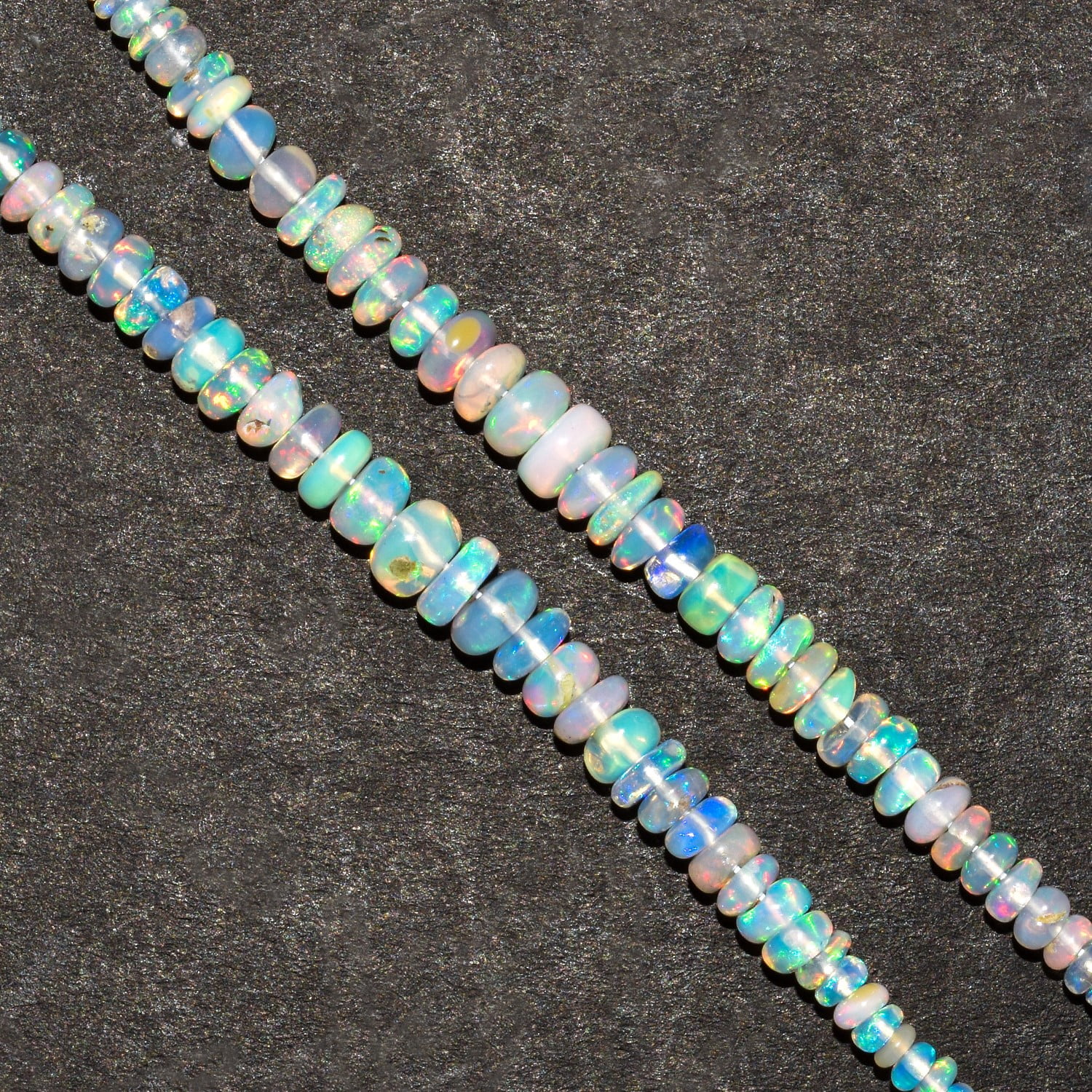 QNAVIC Natural Ethiopian Opal Gemstone Beads Loose Strand Chakra Healing Crystals October Birthstone DIY Mala Jewelry Making Handcraft Wholesale Lot 2.7inch Strand
