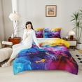 thumbnail image 4 of jejeloiu Marble Liquid Gradient Queen Comforter Set,Watercolor Ombre Effects Bedding Sets,Abstract Colorful Bedding Comforter Set For Girls Boys,Super Cozy Room Decor Reversible,3-Piece, 4 of 8