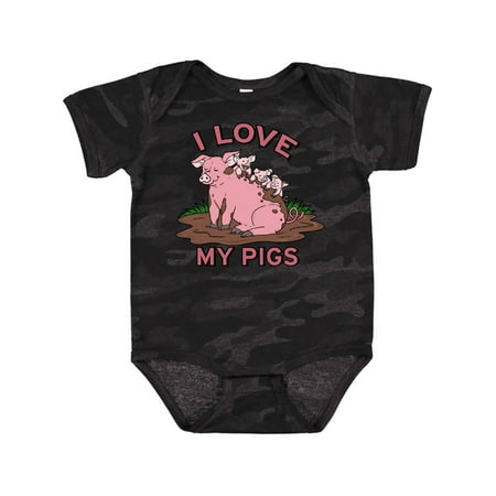 

Inktastic I Love My Pigs with Cute Pig Family Gift Baby Boy or Baby Girl Bodysuit