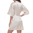thumbnail image 4 of WTXUE Night Gown And Robe Sets Silk Pajamas Short Kimono Robe Silky Satin Bathrobe Bride Bridesmaids Getting Ready Sleepwear Soft Nightgown Short Sleeve Nightgowns Night Gown Soft Comfy Beige S, 4 of 6