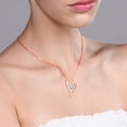 thumbnail image 2 of Gem Stone King 18K Rose Gold Plated Silver Round White Moissanite Pendant Necklace for Women (1.12 Cttw, with 18 inch Silver Chain), 2 of 3