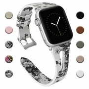 Compatible for Apple Watch Band Strap 38mm 40mm 42mm 44mm, Soft Breathable Leather Sport Slim Bracelet Replacement Bands for iWatch Apple Watch Series 6/5/4/3/2/1/SE