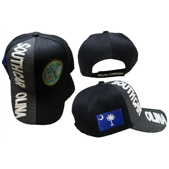 South Carolina State Black White Letters Patch On Side Embroidered Hat Cap