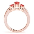 thumbnail image 3 of Mauli Jewels Rings for Women 1.80 Carat Three Stone Round Shaped Created Ruby Ring 4-prong 10K Rose Gold, 3 of 7