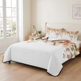 thumbnail image 2 of Twin Quilt Set 68''x86'', Orange Botanical Lightweight Summer Bedspread Coverlet Set with 2 Pillow Shams, Watercolor Leaf Fall Thanksgiving Breathable All Season Quilt Bedding for Dorm/Bedroom, 2 of 9