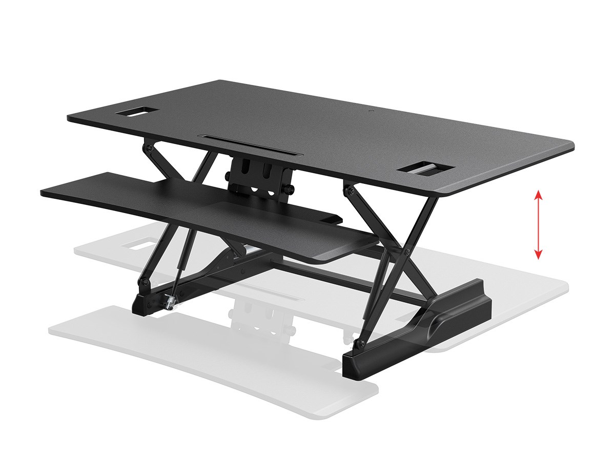 Monoprice Height Adjustable Sit Stand Riser Desk Converter ...