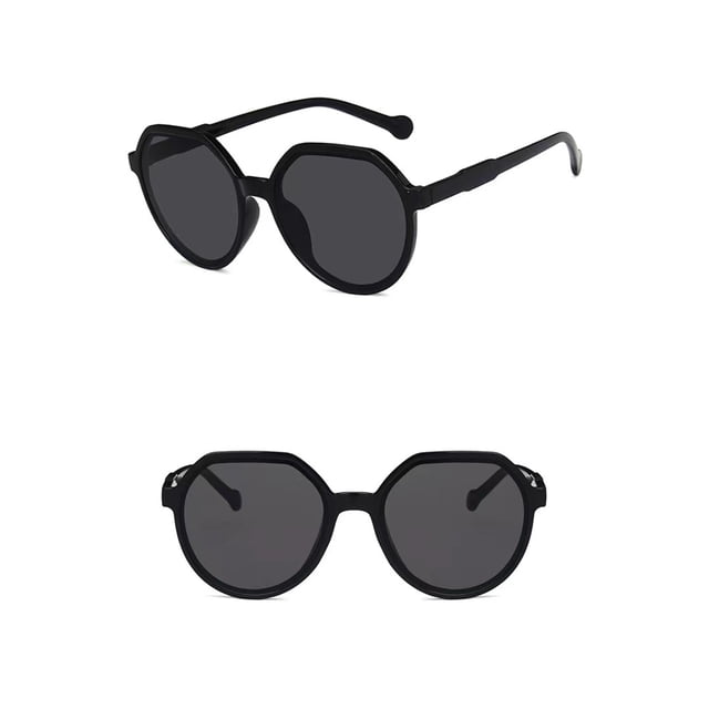 Round Sunglasses for Street Style and Everyday Wear from Glasses 1 with Solid Color and Color Blocking Design