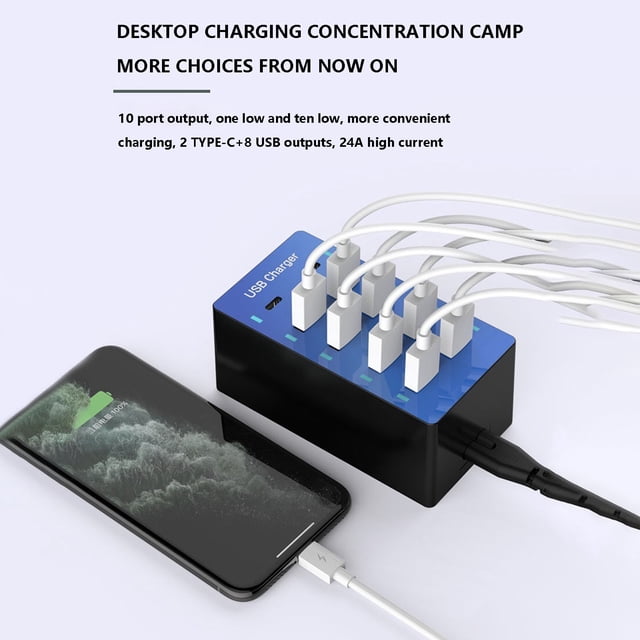 Cagogo under $5 3Pcs 10 Port USB Charger, 10 Port USB Plug Charger, Multi Port Fast Charging Station for Mobile Phones Tablets, USB Hub Charger, Desktop Charger, Multiple USB Charger