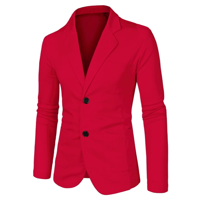 Chaquedeportiinformal pahombre, ajustada, ligera, con botones, chaquede punto con bolsillos rojo 46