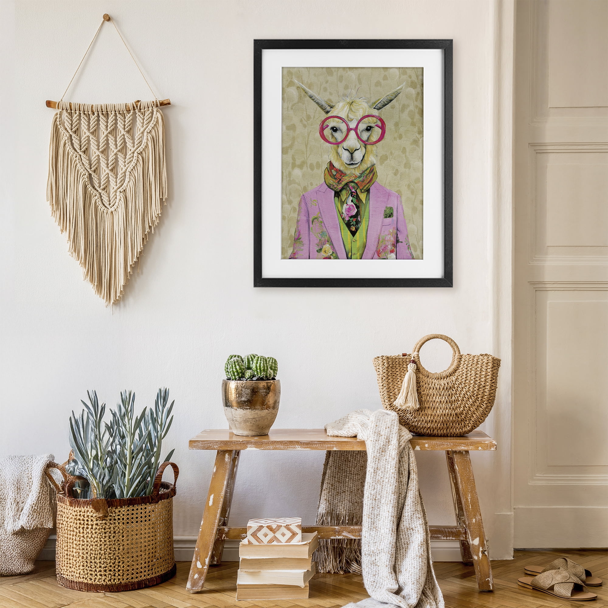 Stupell Industries Stylish Llama with Glasses Black Framed Print Under Glass, design by Svetlana Aleynikova